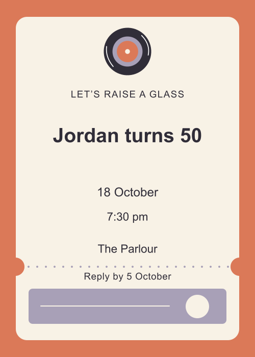 Vinyl Groove Ticket editable design preview