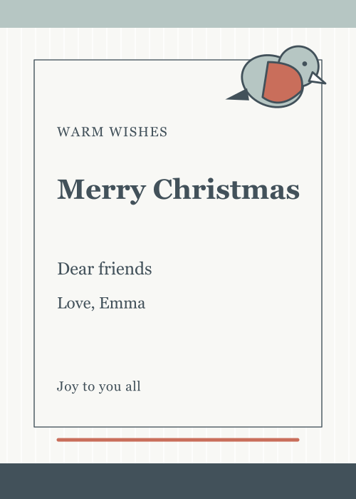 Winter Robin Pinstripe editable design preview