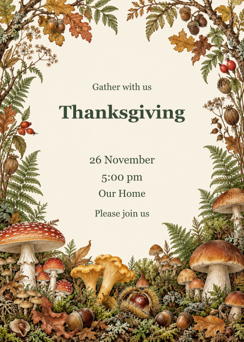 Woodland Mushroom Editorial editable design preview