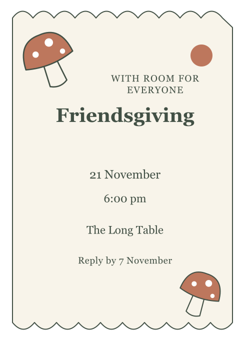 Woodland Mushroom Scalloped Edge editable design preview