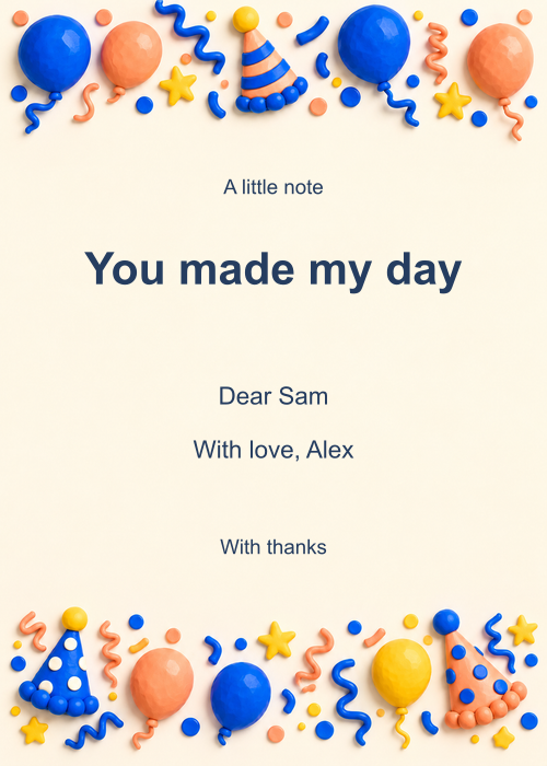 Party in Full Colour · Thank-you card editable design preview