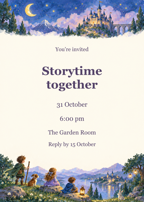 Once Upon a Party · Companion editable design preview