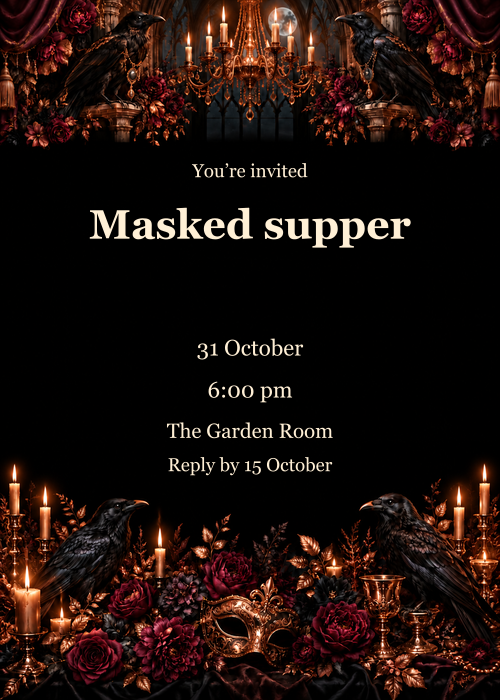 Midnight Masquerade · Gathering editable design preview