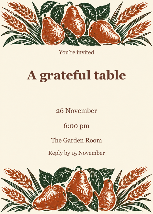The Gathered Table · Invitation editable design preview