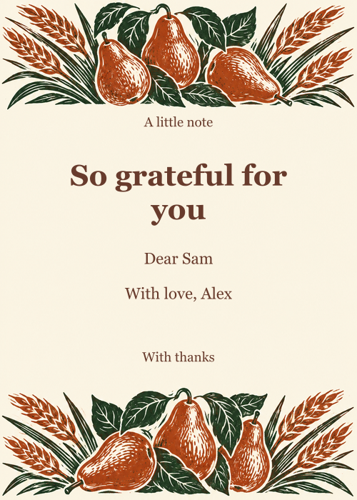 The Gathered Table · Thank-you card editable design preview