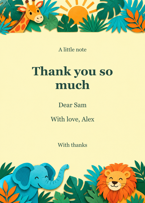 Wild Little Wonder · Thank-you card editable design preview