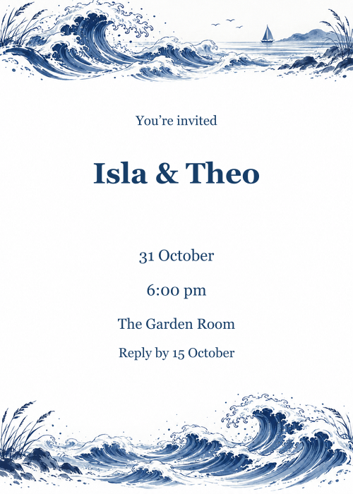 Tide & Together · Invitation editable design preview