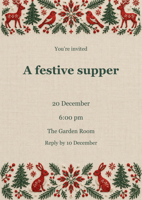 Stitched for Christmas · Gathering editable design preview