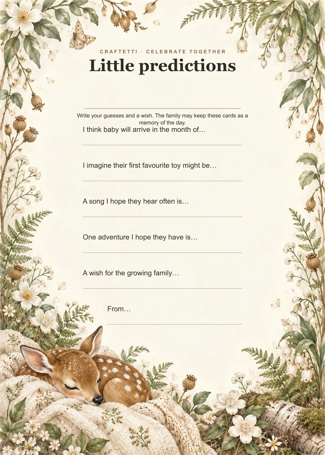 Baby Predictions Card editable design preview