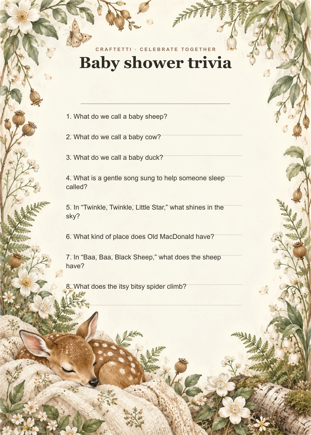 Baby Shower Trivia editable design preview
