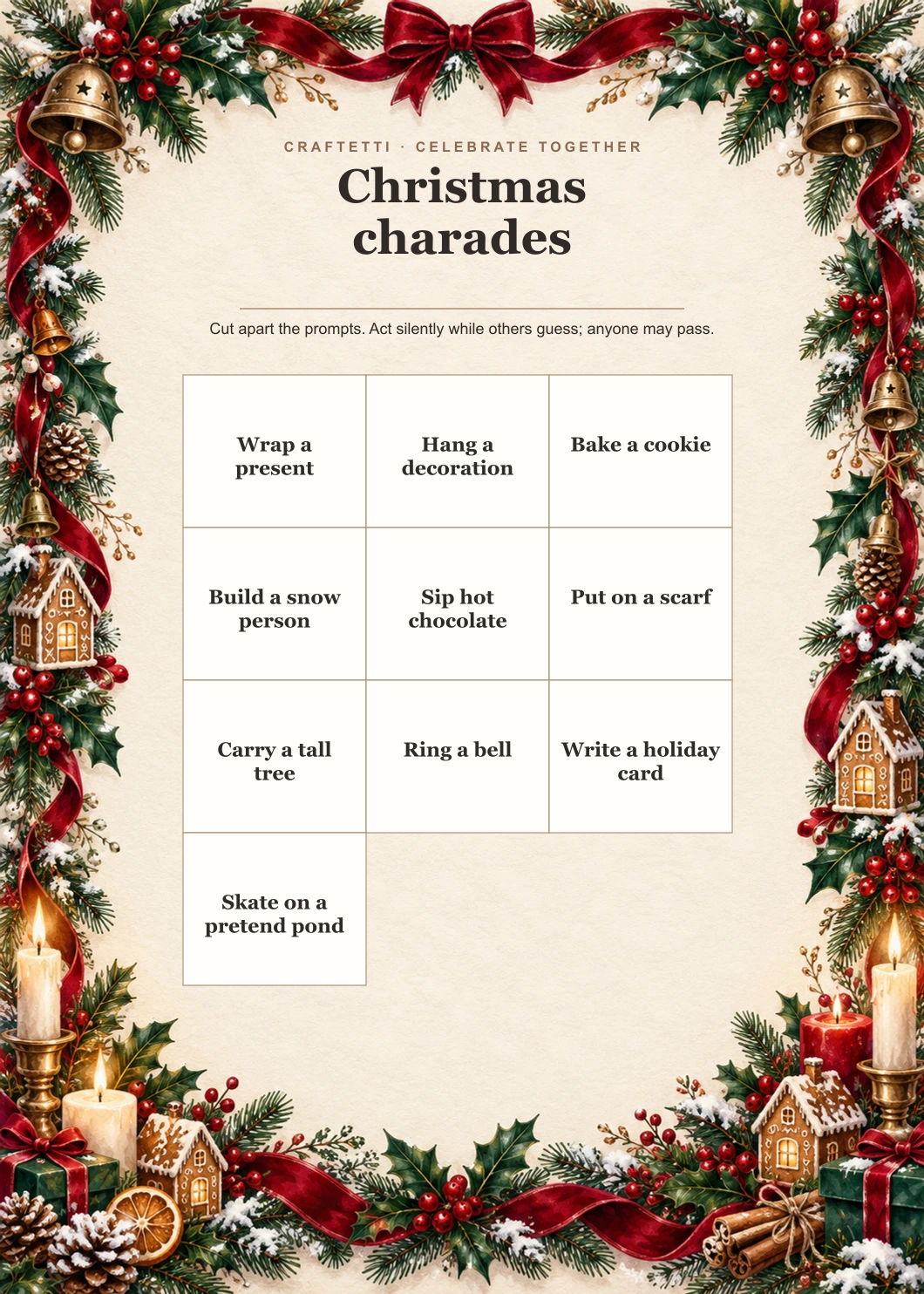 Christmas Charades editable design preview