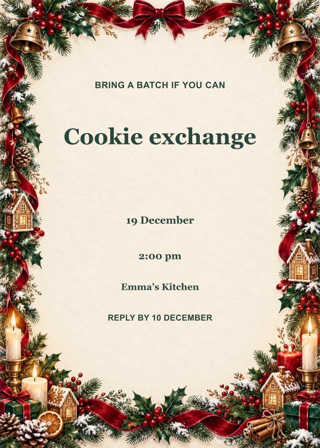 Christmas Cookie Exchange editable design preview