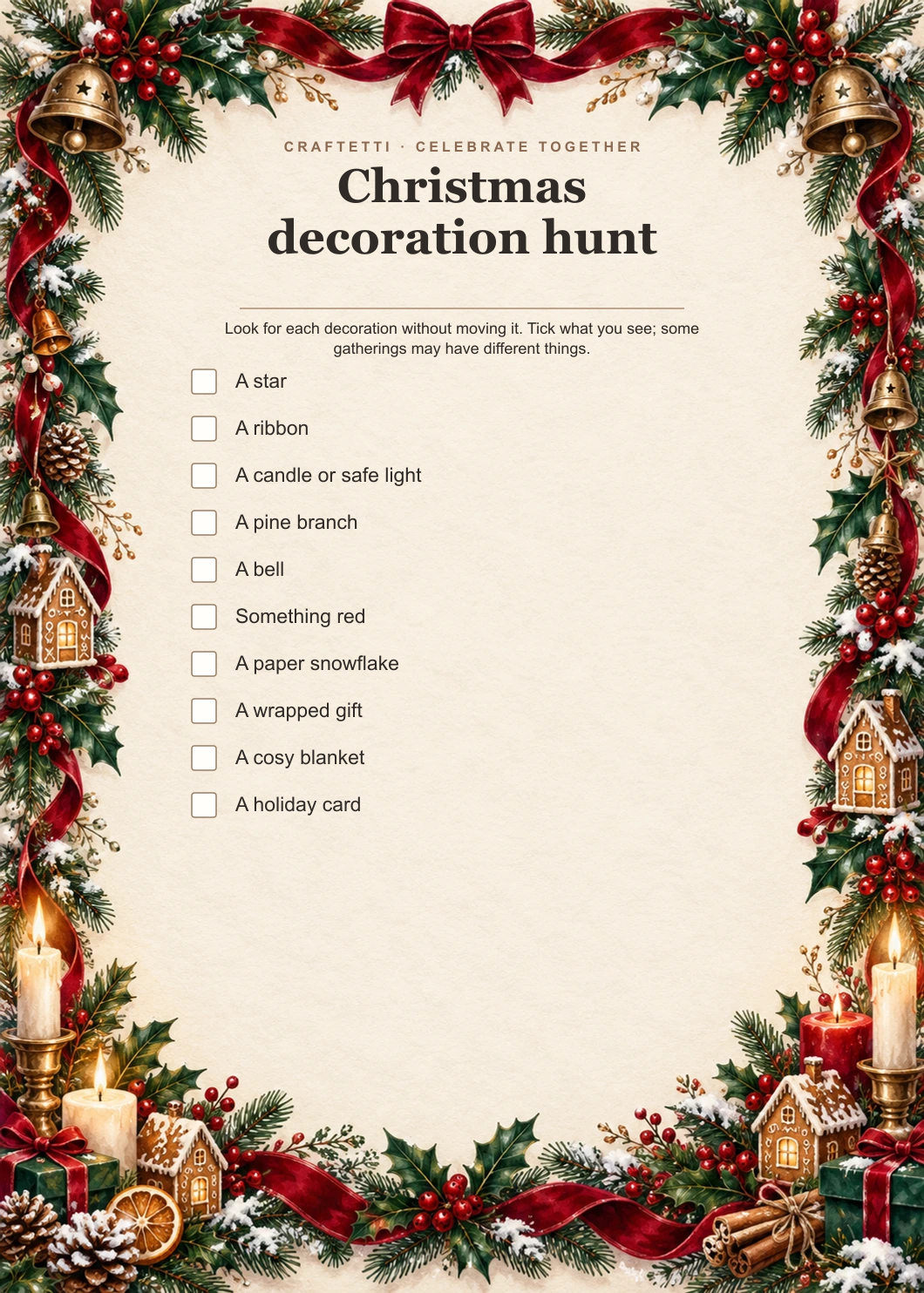 Christmas Decoration Hunt editable design preview
