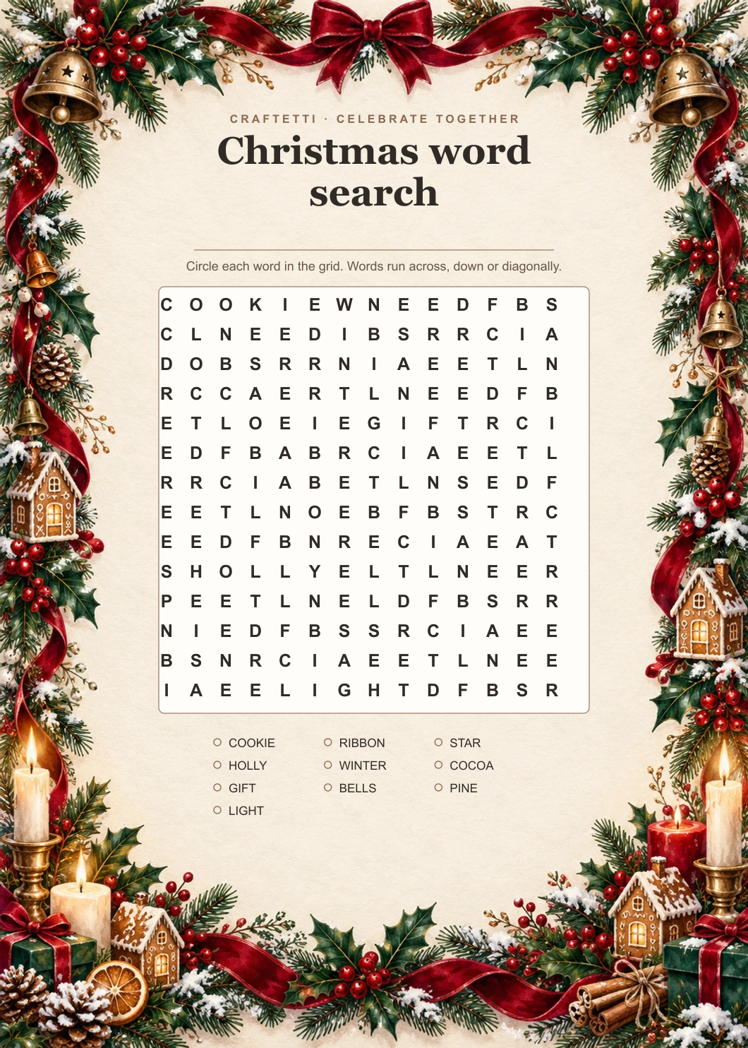 Christmas Word Search editable design preview