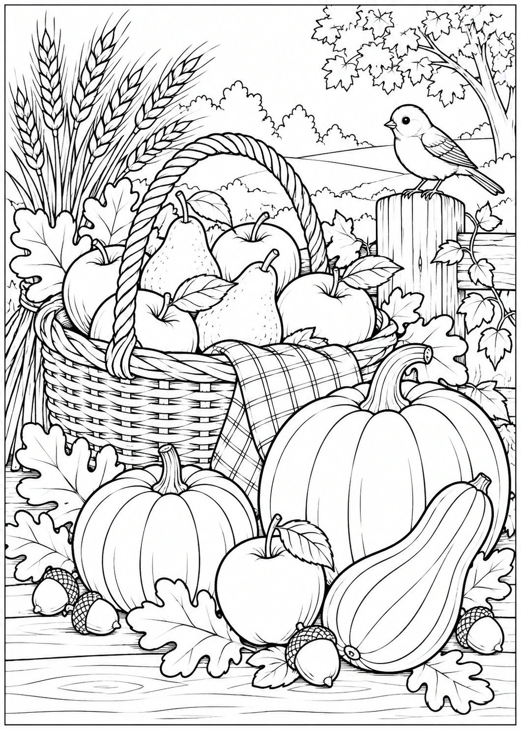Harvest Table Colouring Sheet editable design preview