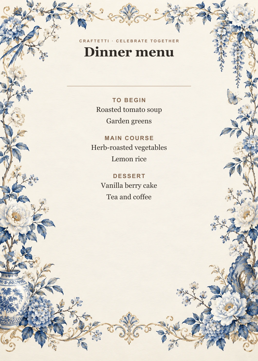 Wedding Reception Menu editable design preview